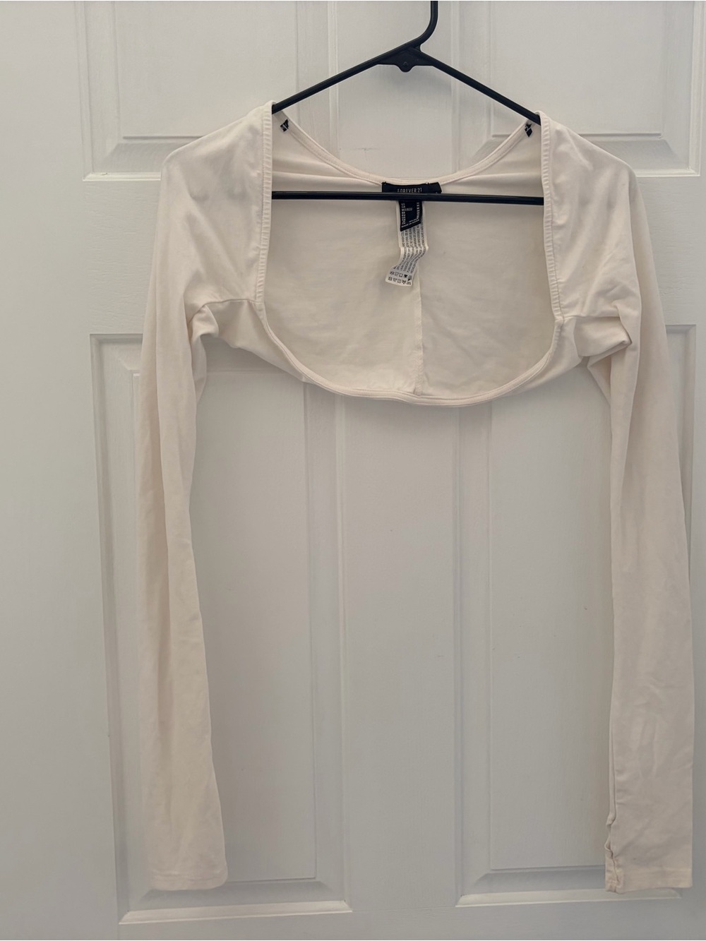 Forever 21 Cream Long-Sleeve Bolero Crop Top